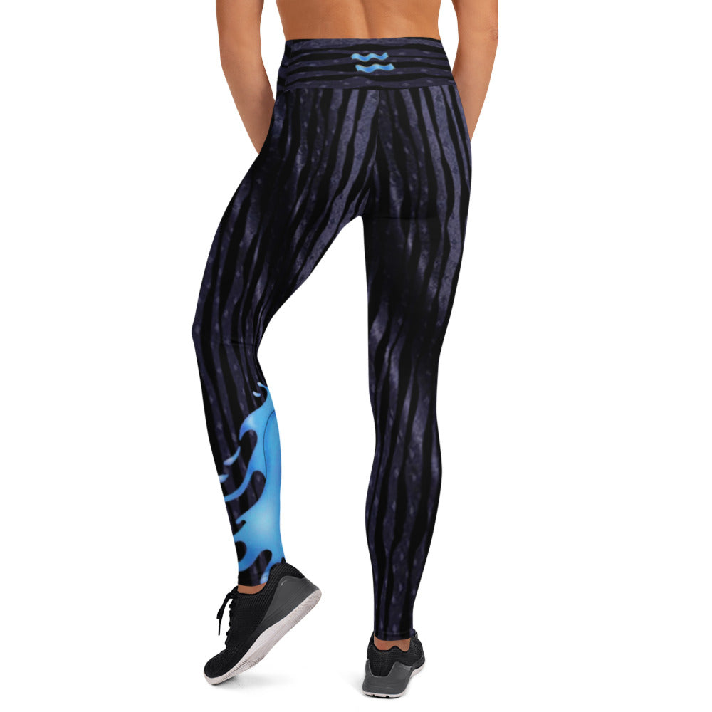Workout Leggings. Zodiac Art Gym Activewear or Yoga Pants. "Cosmic Aqua" by WickedYo.